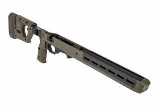 The Magpul Pro 700 chassis for short action R700 rifles features a fixed stock and OD Green finish